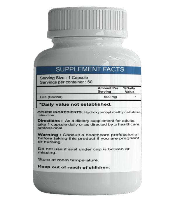 Bile de bœuf (Ox Bile) 500 mg, 60 capsules - Image 2