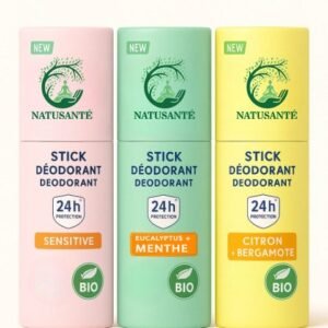 Déodorant Stick BIO (Sensitive, Eucalyptus + Menthe, Citron + Bergamote)