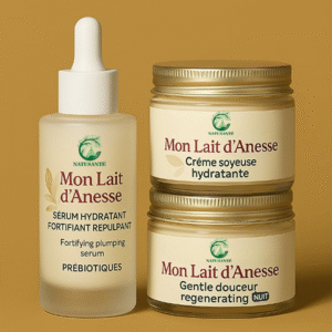 Mon Lait d’Ânesse – Sérum Hydratant Fortifiant Repulpant & Crème Soyeuse Hydratante & Crème Nuit Gentle Douceur Régénérante